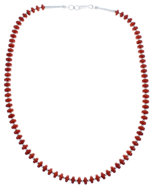 Southwestern Sterling Silver Coral 16" Bead Necklace KX121071